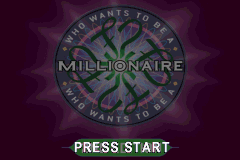 Who Wants to be a Millionaire 2nd Edition title screen for GameBoy Advance
